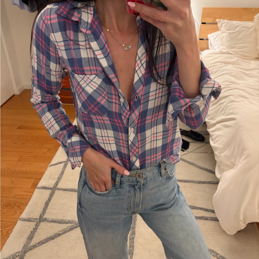 Rails Blue and Pink Plaid Shirt